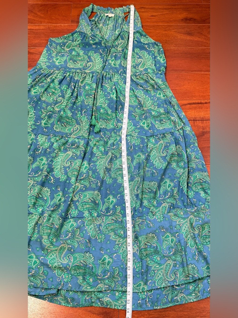 Green & Blue Paisley Halter Maxi Dress - Women's Boho Summer Style - Picture 12 of 12